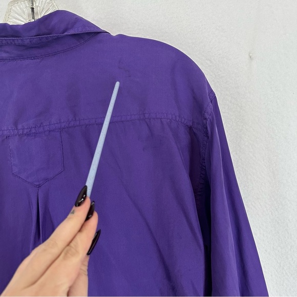 Silence + Noise Button Down Long Sleeve Top 100% Silk Womens Large Purple - Picture 8 of 13
